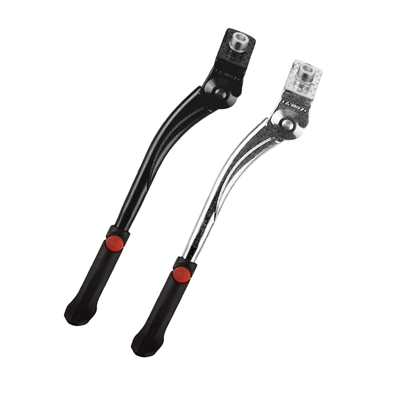 Push Button Quick-Adjust Center Mount Bicycle Kickstand from Sunlite Cycling, featuring a sleek design with black handles, ideal for keeping bikes upright during adjustments or when stationary.