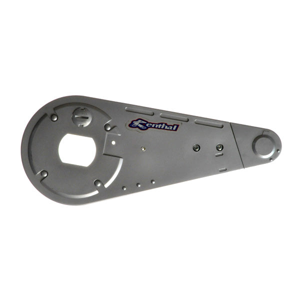 Chain Cover for the Minimoto Sport Racer featuring a grey tool with a circular screwdriver and a close-up view of a saw, highlighting the product's detailed design and functionality.