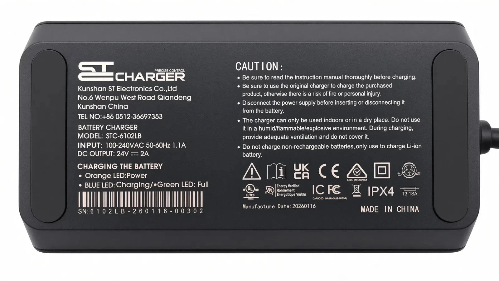 ELE2506208 - 24 Volt 2 Amp Lithium-Ion Battery Charger for the Jazzy Carbon, Carbon 27, & Carbon HD