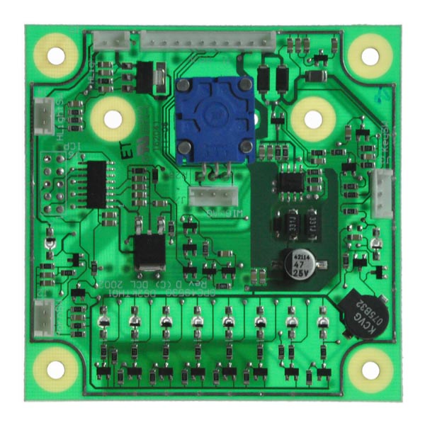 Circuit board with speed potentiometer for Invacare Zoom HMV 300 and HMV 400 mobility scooters, featuring various small electronic components and chips.