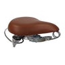 Classic Saddle Seat for Bikes & Scooters with metal springs, featuring a timeless design ideal for traditional cruiser bikes. Close-up view highlighting the durable metal springs and classic craftsmanship.