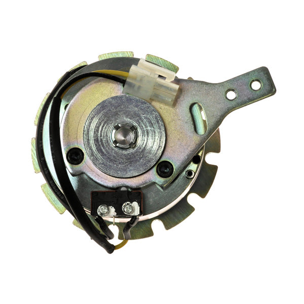 Brake Assembly for the Go-Go Elite Traveller Plus and Sport (Clockwise) - a close-up view of a small metal device with wires, designed for clockwise rotation in mobility scooters.