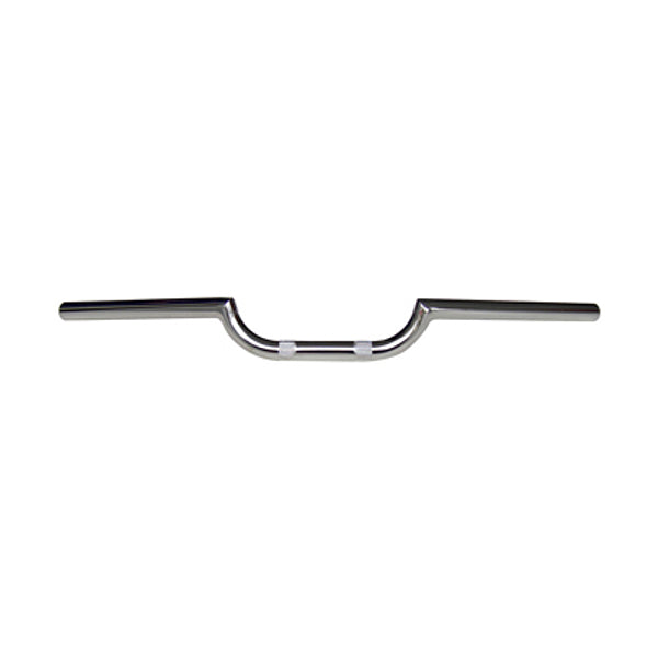 Close-up of the Clubman Handlebar for Scooters, featuring a sleek chrome finish and ergonomic design, perfect for both scooters and bicycles.