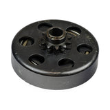 Clutch Assembly with 5/8 Shaft & 11-Tooth #35 Chain Sprocket for Go-Karts; a black circular auto part featuring a sprocket with multiple holes, used in small engine applications.