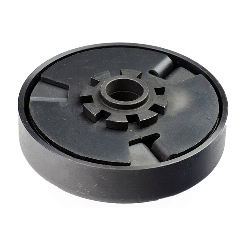 Clutch Assembly with 3/4 Shaft for 6.5 Hp Manco Dingo Go-Karts, featuring a black circular design with a central metal nut, ideal for various Manco go-kart models.