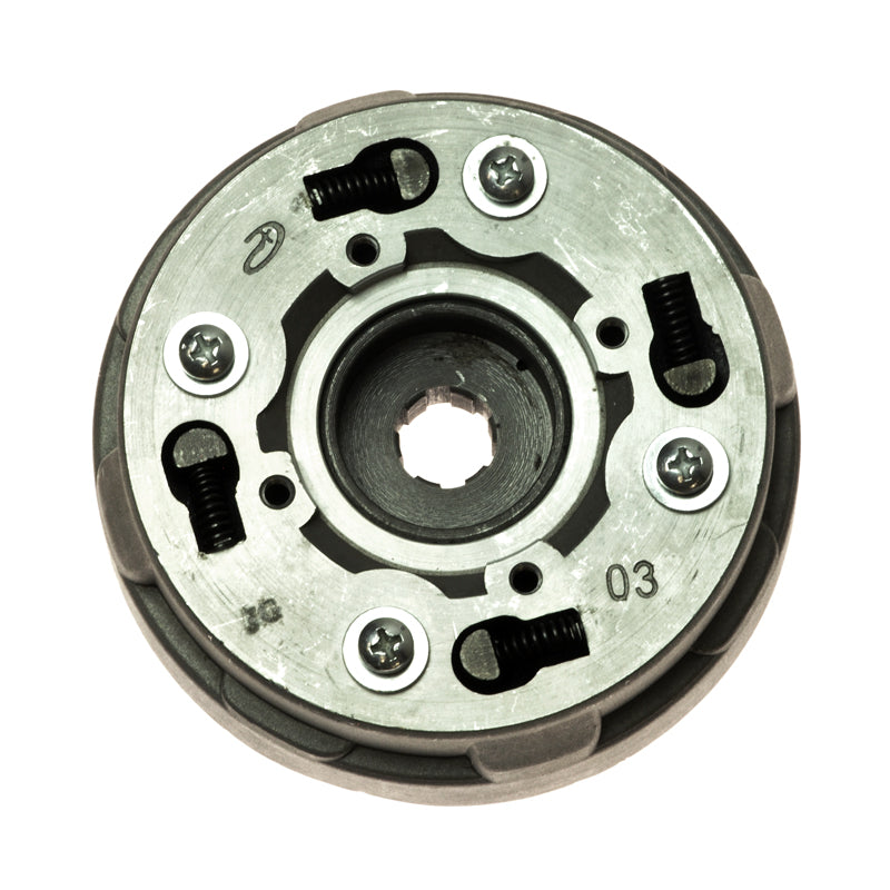 Automatic Clutch for the Baja ATV WD90R - VIN Prefix LUAH: a circular metal object with visible screws, designed to fit a slotted shaft with six lands and six grooves.