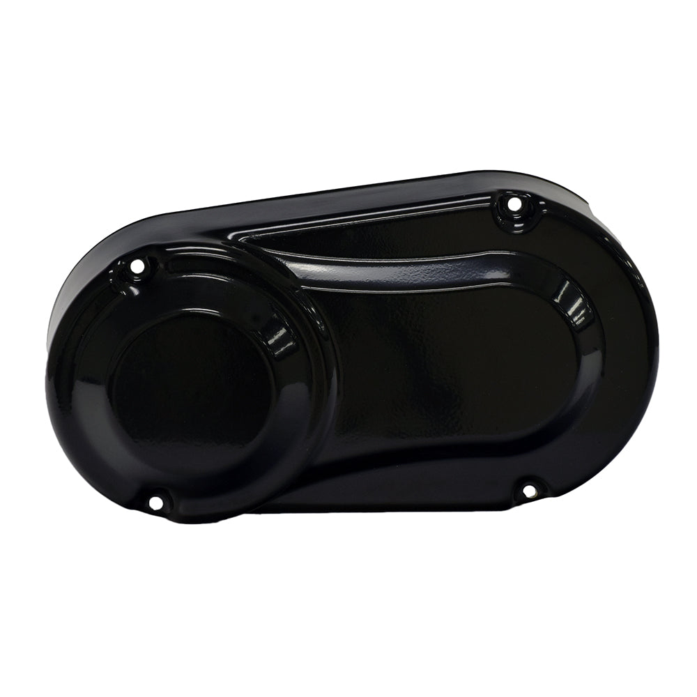 Steel Clutch Cover for the Baja Mini Bike (MB200) – A sturdy black metal cover with a round cap, designed for durability and compatibility with 2011 and newer Baja Mini Bike models.