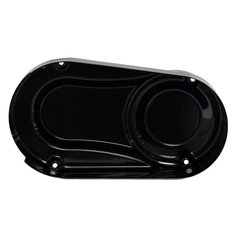 Steel Clutch Cover for the Baja Mini Bike (MB200) featuring a robust black metal construction with multiple holes and a prominent circular opening, highlighting its sturdy design for 2011 and newer models.