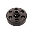 Clutch Assembly with 11 Tooth 5/8 Shaft for Motovox MBX10 and MBX11 Mini Bikes, featuring a black circular design with holes for ventilation, essential for transferring engine power efficiently.