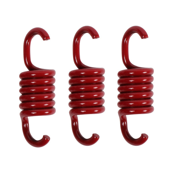 Clutch Spring for 50cc GY6 QMB139 Engines: A set of three red spiral springs designed for enhanced scooter acceleration, shown in close-up to highlight their coiled structure and metal finish.