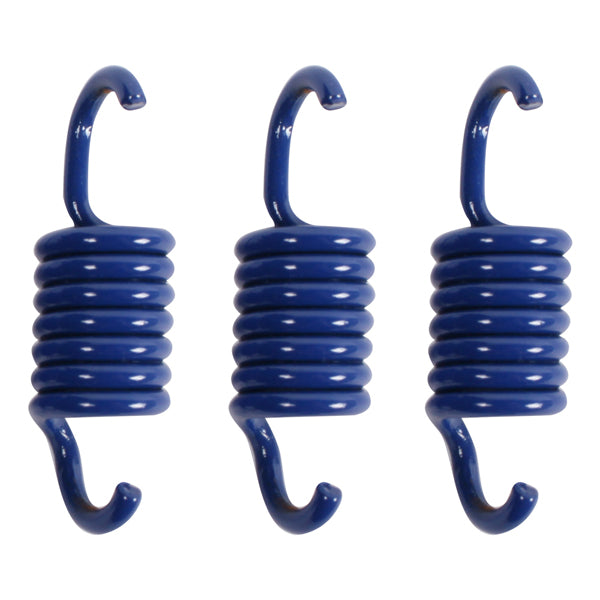 Clutch Springs for 125cc Yamaha Scooters: Close-up of three blue NCY clutch springs, designed to enhance acceleration by engaging the clutch at different RPMs (1000, 1500, 2000).