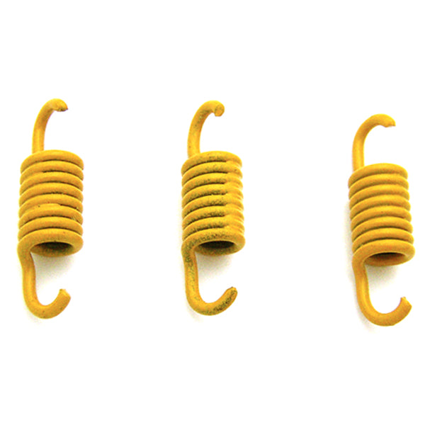 Clutch Springs for 125cc Yamaha Scooters – A set of three yellow, tightly coiled springs designed to enhance your scooter's acceleration performance.