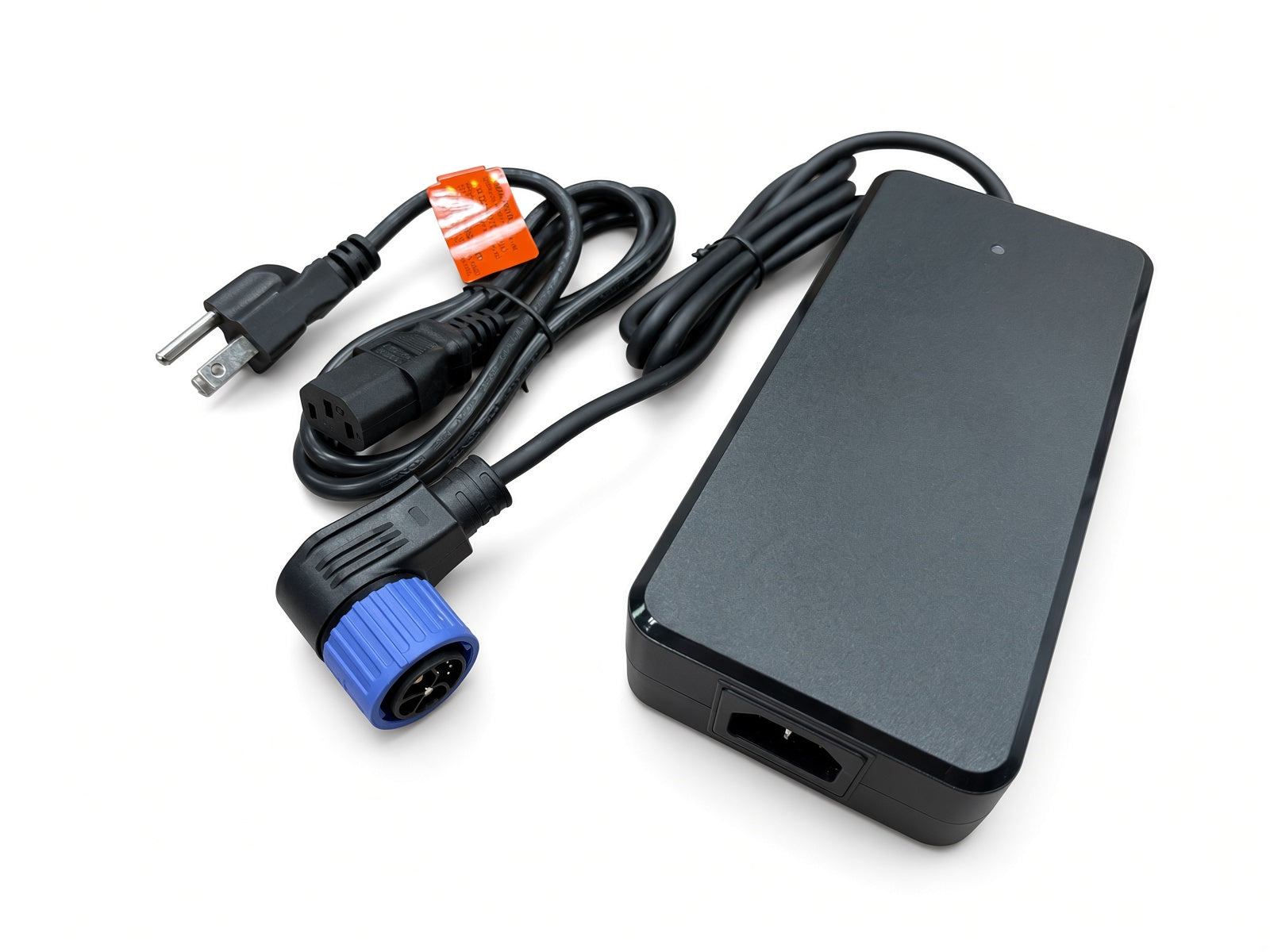 60 Volt battery charger for the Coleman EVB200 mini bike with blue 8-pin connector and detachable AC power cord