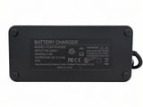 Coleman EVB200 battery charger label, model FY2476723500, input 100-240V 3.5A, output 67.2V 3.5A
