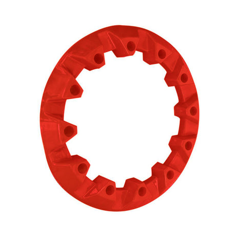 Wheel Cover for the Coleman AT200-B ATV, featuring a red circular design with multiple holes, made from hard plastic, designed to enhance the style and distinction of your ATV.