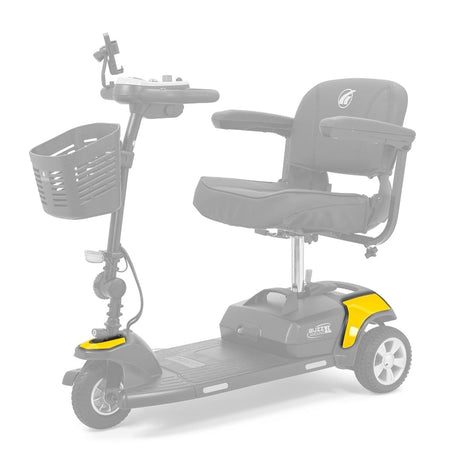 Canary Yellow color shroud kit shown in color on the Golden Buzzaround XL 3-Wheel GB121, rest of the scooter greyed out