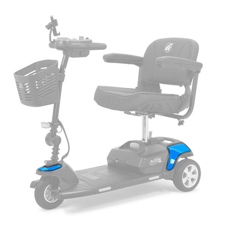 Blue shroud kit shown in color on the Golden Buzzaround XL 3-Wheel GB121, rest of the scooter greyed out
