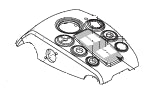 Top Console Shroud for Pride Celebrity X (SC4001/SC4401), depicted in a detailed technical drawing, showcasing the shroud's design with visible gears and circular elements.