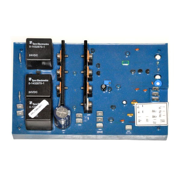 Close-up of a controller for Pride Legend (SC300) and Sundancer (SC202) featuring an electronic board with circuit components and black buttons.