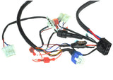 Close-up of the Controller Harness for the Rascal 600 Series, showing intricate electrical wiring and heat-shrink tubing, essential for connecting the controller with the motor and tiller wiring harnesses.