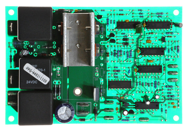 Controller Board for Go-Go Travel Vehicle (SC40/SC44) featuring black and silver components on a green circuit board, suitable for Pride Bebop (SC46) and Pep Pal (MM222) mobility scooters.