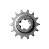 Close-up of the 14 Tooth 8mm 05T Transmission Counter Sprocket for Motovox MVS10, showcasing its precise metal teeth and robust build, ideal for direct replacement in the specified model.