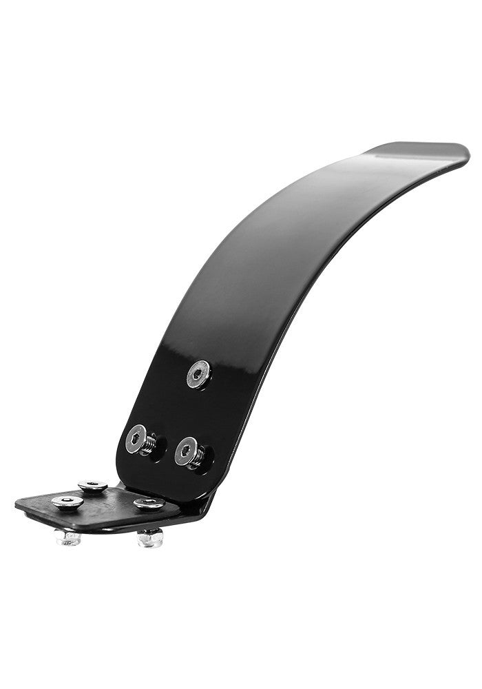 Crisp DX Dirt Scooter Brake, a black metal bracket with screws, designed for off-roading dirt scooters and fits 200x50 tires. Suitable for Crisp's DX dirt scooter.