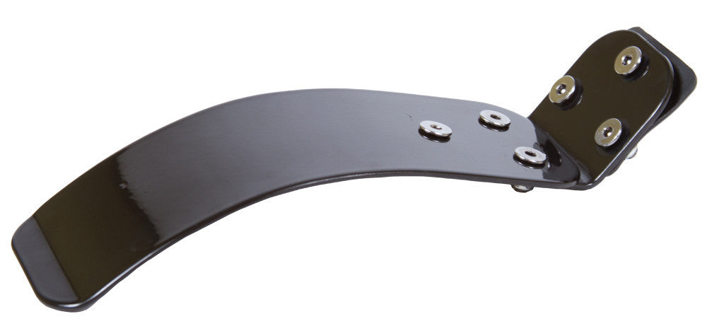 Crisp DX Dirt Scooter Brake, a black metal object with screws, designed to fit 200x50 tires. Ideal for off-roading, it's larger than standard flex brakes, perfect for Crisp's DX dirt scooter.