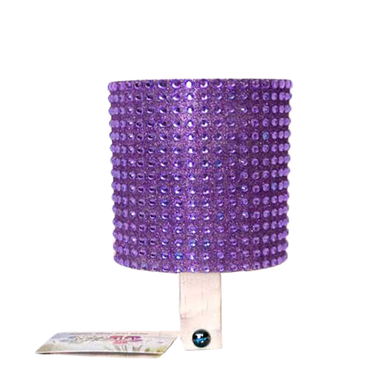 Cruiser Candy Rhinestone Cup Holder for Bikes & Scooters, featuring a purple lamp shade design with rhinestones, perfect for adding stylish flare and easy beverage access to your handlebars.