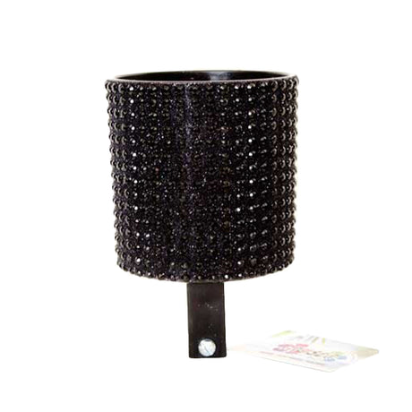 Cruiser Candy Rhinestone Cup Holder for Bikes & Scooters, featuring a black beaded design and a sturdy metal post for easy handlebar mounting.