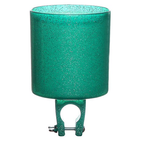 Cruiser Candy Sparkles Cup Holder: A glittery cylindrical cup holder with a clip, perfect for mounting on your bike handlebar to carry your coffee cup, water bottle, or soda can.