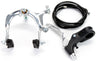 Cruiser/MX Side Pull Brake Set featuring a pair of bicycle brake levers with attached cables. Ideal for scooters and bicycles, this Sunlite accessory ensures reliable braking performance.