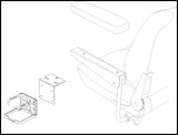 Cup Holder for Pride Mobility Scooters and Power Chairs With Non-Recessed Arm Rest Pads (A Style) - Sketch of a flip-up cup holder assembly designed for seats with arm rests without cosmetic edge guards.