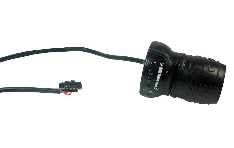 Currie 36 Volt 5-Pin Twist Grip Throttle for eZip 1000 Series Scooters, featuring a close-up of the throttle switch with visible connector cable.