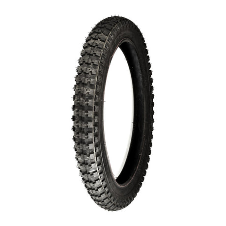 16x2.25 (2.25-12, 58-305) Dirt Bike Tire for rear use on Mongoose CX24V200 and various gas dirt bikes, featuring a detailed tread pattern.