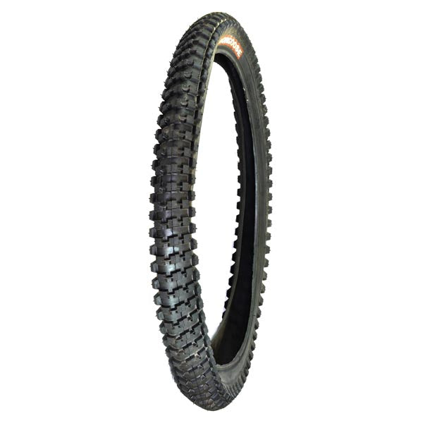 Close-up of the Innova 20x2.25 (2.25-20, 2.4-20, 64-406) Mongoose CX24V450 Dirt Bike Tire, suitable for both front and rear of the Mongoose CX24V450 electric dirt bike.