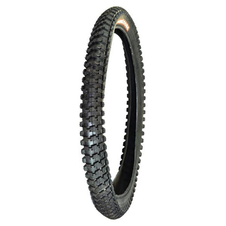 Close-up of the Innova 20x2.25 (2.25-20, 2.4-20, 64-406) Mongoose CX24V450 Dirt Bike Tire, suitable for both front and rear of the Mongoose CX24V450 electric dirt bike.