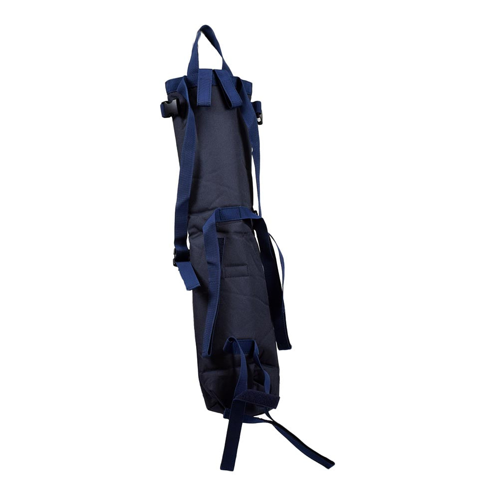 Oxygen Cylinder Holder for Mobility Scooters: A padded, adjustable polyester bag designed to securely hold D or E size oxygen tanks, featuring straps for easy attachment.