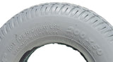 Close-up of an 8x2 (200x50) Foam-Filled Mobility Tire with IA-2817 Tread, showcasing its smooth, in-cut tread pattern designed for efficient rolling on hard surfaces, ideal for various mobility scooters and power chairs.