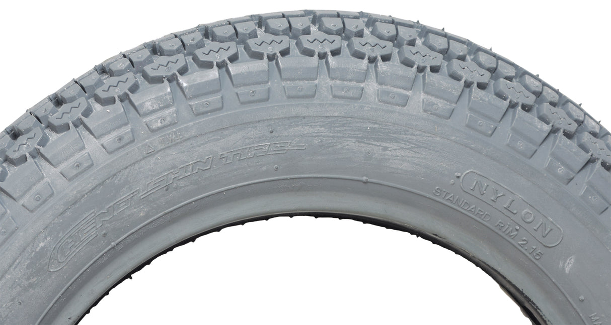 Close-up of the 3.00-10 Pneumatic Mobility Tire with C131 Knobby Tread, highlighting the detailed knobby tread pattern designed for 10 rims, suitable for various mobility chairs and scooters.