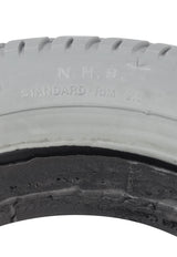 Close-up of a 14x3 (3.00-8) foam-filled mobility tire with C9210 Durotrap tread, flush profile, and 2.25 bead width, designed for Jazzy and Jet power chairs.