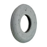 8x2 (200x50) Pneumatic Mobility Tire with K301 Ribbed Tread, featuring a central hole and non-marking gray rubber, ideal for front use on mobility scooters and power chairs.