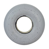 3.00-4 (10x3, 260X85) Foam-Filled Mobility Tire with K301 Ribbed Tread, designed for front use on mobility scooters and power chairs, featuring visible ribbed tread and a non-marking gray rubber surface.