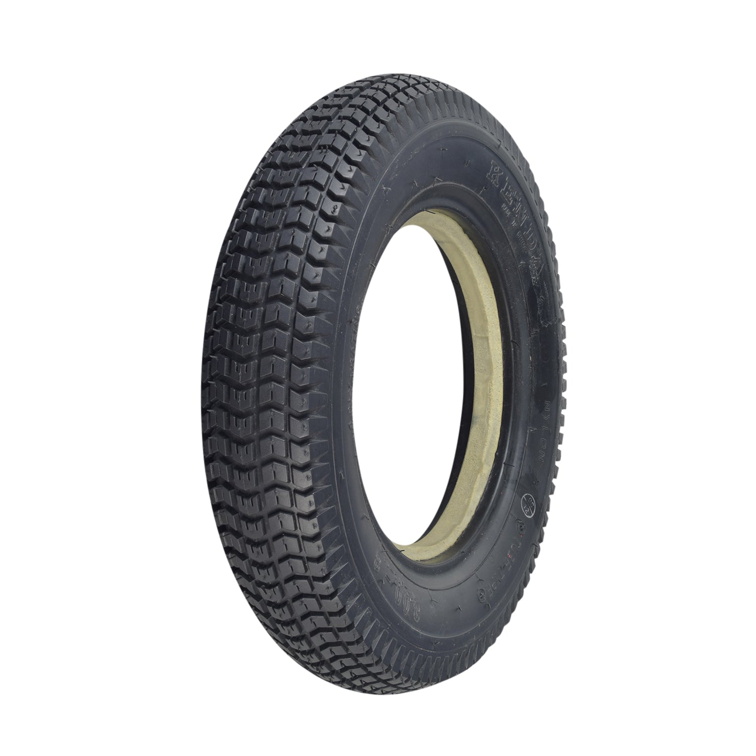 14x3 (3.00-8) Black Foam-Filled Mobility Tire with K372 Turf Tread, featuring a narrow lip profile and 1.375 bead width, designed for mobility scooters and power chairs.