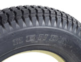 Close-up of the 14x3 (3.00-8) black pneumatic mobility tire with K372 Turf tread pattern, showcasing its narrow lip profile and 1.375 bead width, ideal for mobility scooters and power chairs.