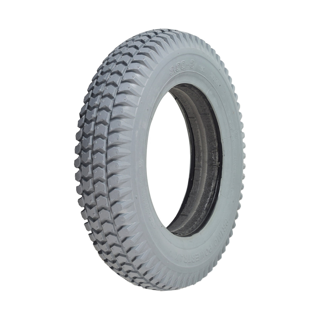 14x3 (3.00-8) Foam Filled Mobility Tire with C248 Powertrax Tread, featuring a flush profile and 50 mm bead width, designed for various Invacare and Permobil power chair models.