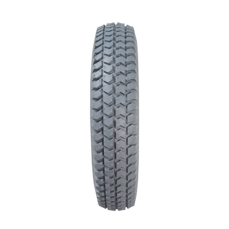 Close-up of the 14x3 (3.00-8) Foam Filled Mobility Tire with C248 Powertrax Tread, showing detailed knobby tread and flush profile, compatible with Invacare and Permobil power chairs.