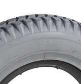 Close-up of a 14x3 (3.00-8) foam-filled mobility tire with C248 Powertrax knobby tread, designed for Jazzy and Jet power chairs, featuring a narrow lip profile and 55 mm bead width.