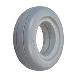 6x2 AeroFlex Light Gray Solid Urethane Mobility Tire with 2-Rib Tread; close-up showing smooth, hole-centered design, ideal for front or rear wheelchair use, ensuring a flat-free, comfortable ride.