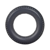 12-1/2x2-1/4 Dark Gray Solid Urethane Mobility Tire with Knobby Tread, flat-free design, shown in a close-up view highlighting its durable tread pattern suitable for indoor and outdoor use.